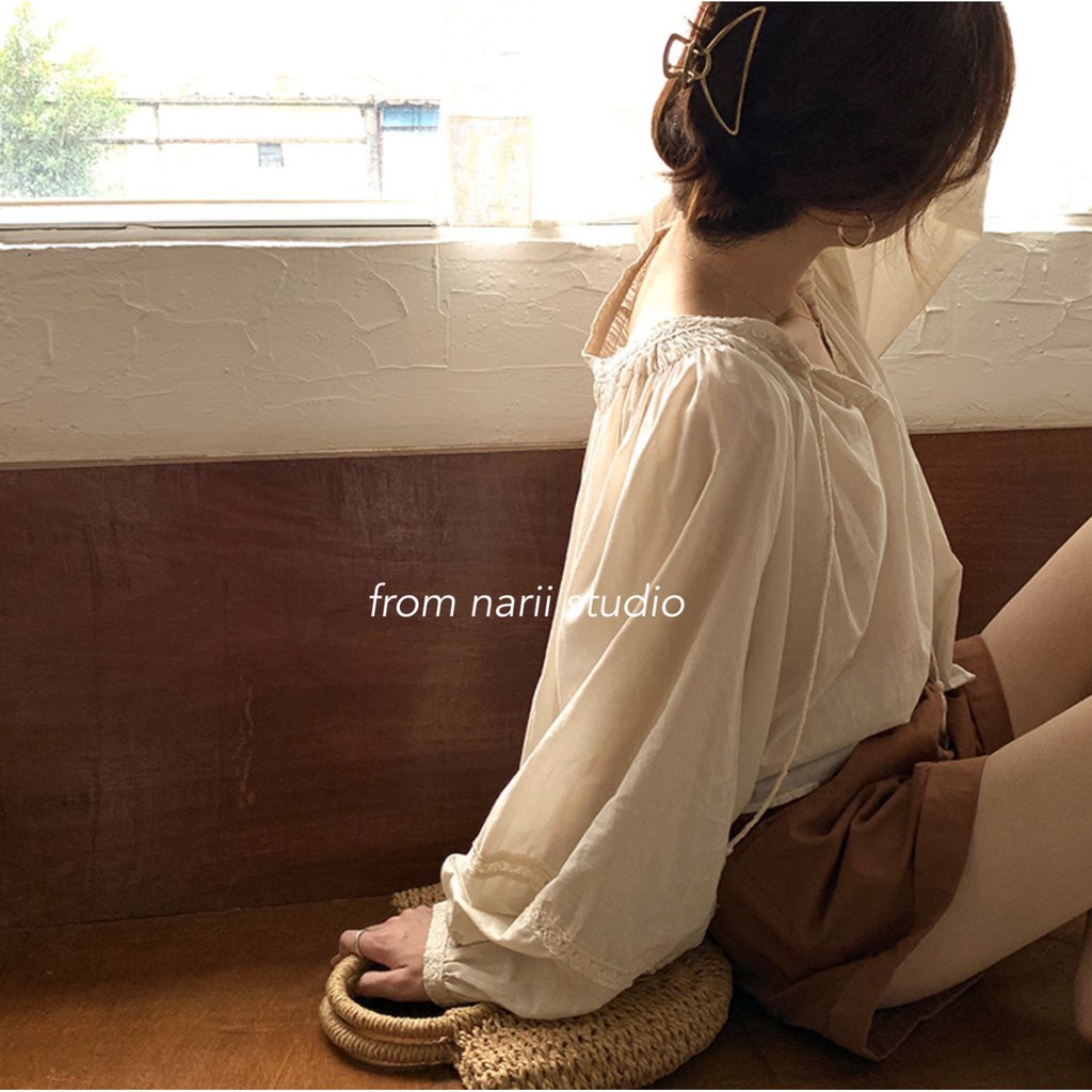 Áo sơ mi nữ tay dài NARII áo babydoll form rộng Ulzzang Hàn Quốc chuông | BigBuy360 - bigbuy360.vn