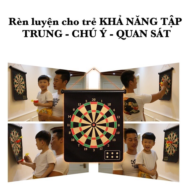 Bảng phóng phi tiêu, phi tiêu nam châm an toàn cho bé, đồ chơi giảm tress cho mọi lứa tuổi size 32x38cm - DOZKIDZ
