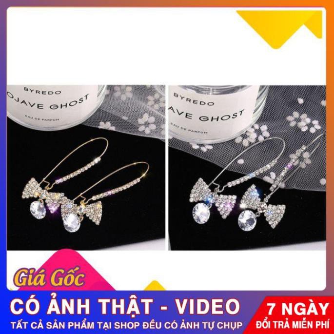 [FREE SHIP] Bông Tai Dáng Dài Hình Nơ Chất Liệu Kim Bạc Phong Cách Hàn Quốc K032