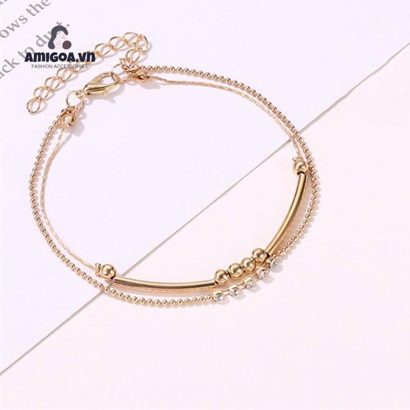 ✨✨Lắc Chân Hai Lớp Đính Hạt Kim Cương Sáng Tạo Thời Trang Cổ Điển Cho Nữ