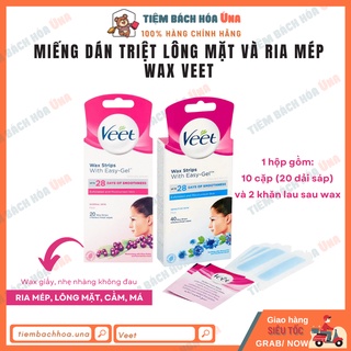 Miếng tẩy lông (wax strips) VEET triệt lông mặt và tẩy ria mép