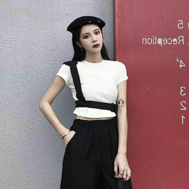 (Order) Áo croptop cộc tay kèm đai (dance)