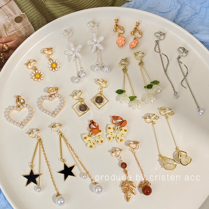 Bông Tai Dạng Kẹp Không Cần Lỗ Thời Trang Mùa Hè Hàng Mới 2023