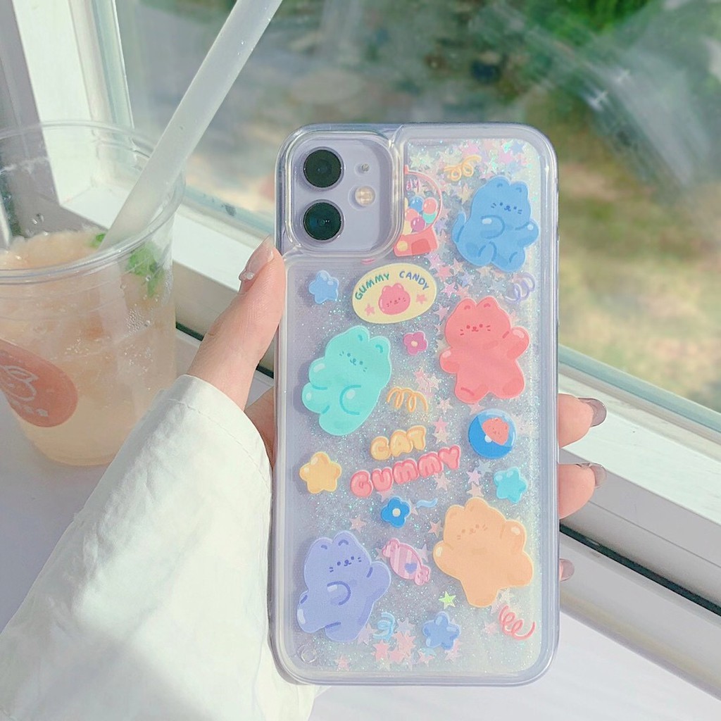 Ốp lưng mềm in họa tiết gấu lấp lánh cho iPhone 11 11PRO 11PROMAX X XR XSMAX 7 8PLUS