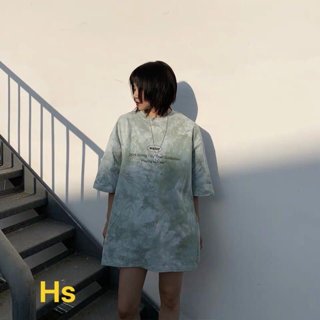 Áo thụng kẻ loang màu water unisex basic hít hot