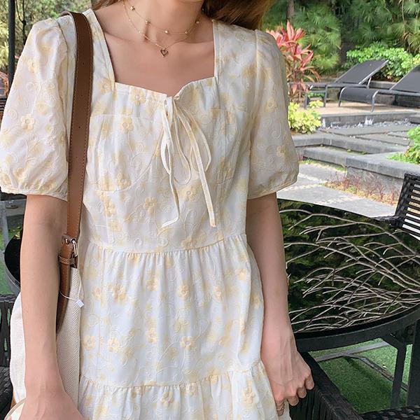 Đầm Hoa Tay Phồng Dáng Rộng Phong Cách Hàn Quốc Thời Trang Mùa Hè Mới Cho Nữ