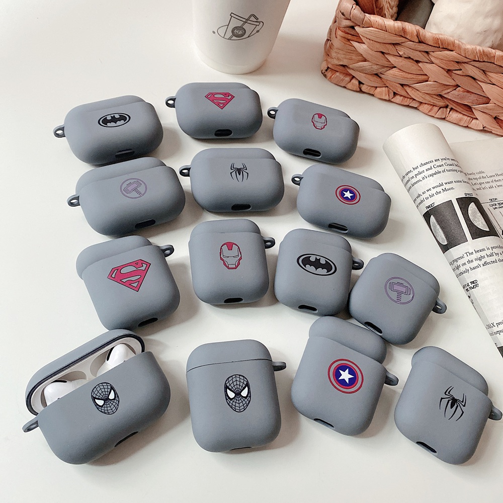 Vỏ Bảo Vệ Hộp Sạc Tai Nghe Airpods 1 / 2 / Pro Bằng Tpu Mềm Hình Siêu Anh Hùng / Người Nhện / Captain America / Batman