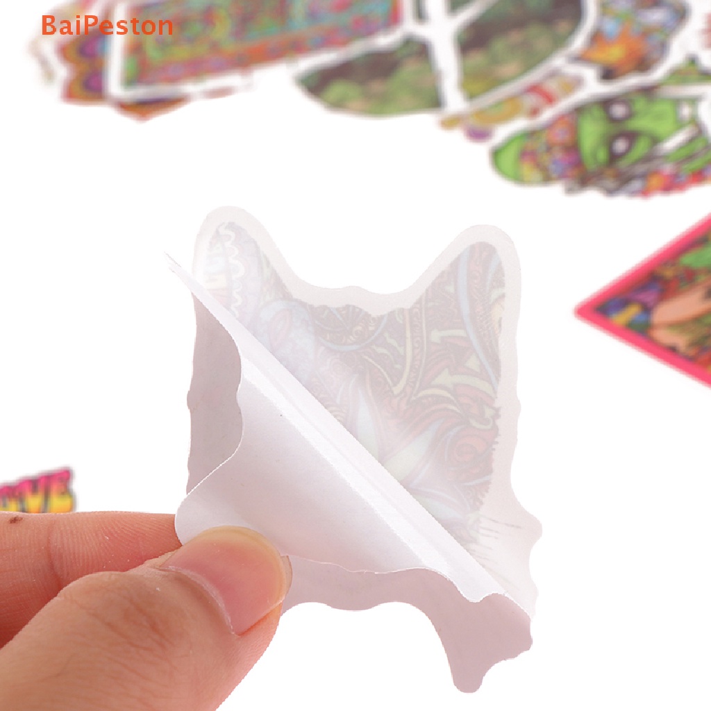 Set 50 Miếng Dán Nghệ Thuật Hippie Cổ Điển Trang Trí Ván Trượt / Laptop / Tủ Lạnh