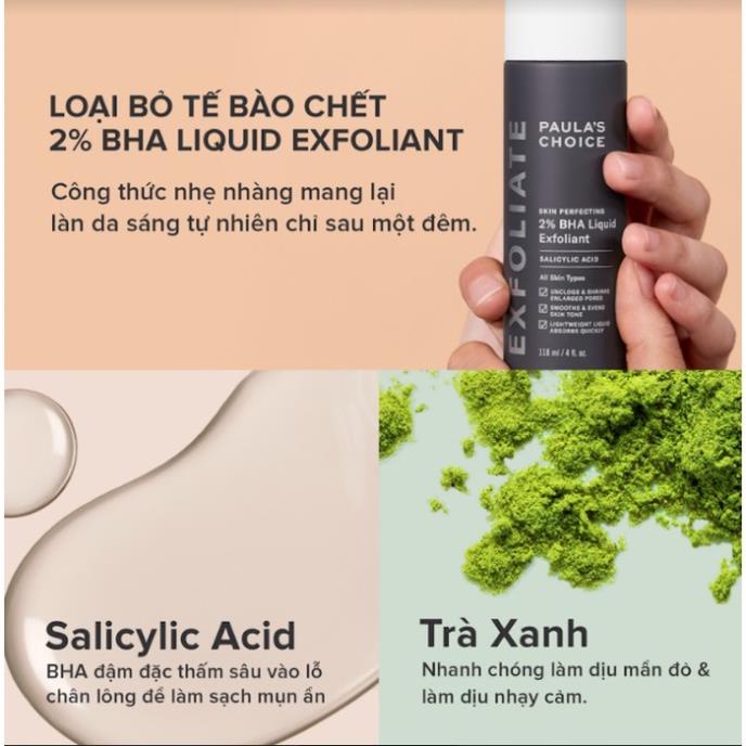 Dung dịch loại bỏ tế bào chết Paula's Choice 2% BHA Skin Perfecting Liquid Exfoliant 30ml & 118ml -NB