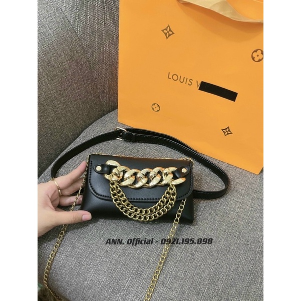 Túi xách 2in1 kèm belt đeo bụng phối xích cá tính (ảnh thật- ANN Store)