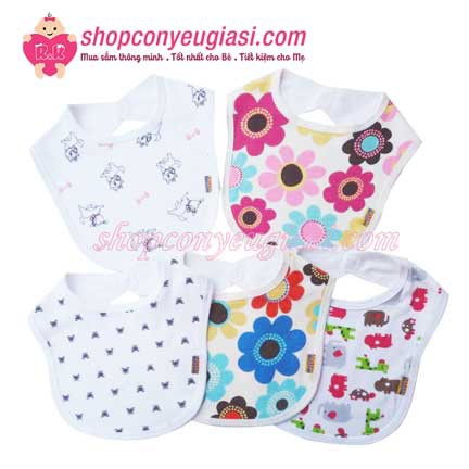 Yếm Dán Sau, In Họa Tiết Fany - 100% Cotton