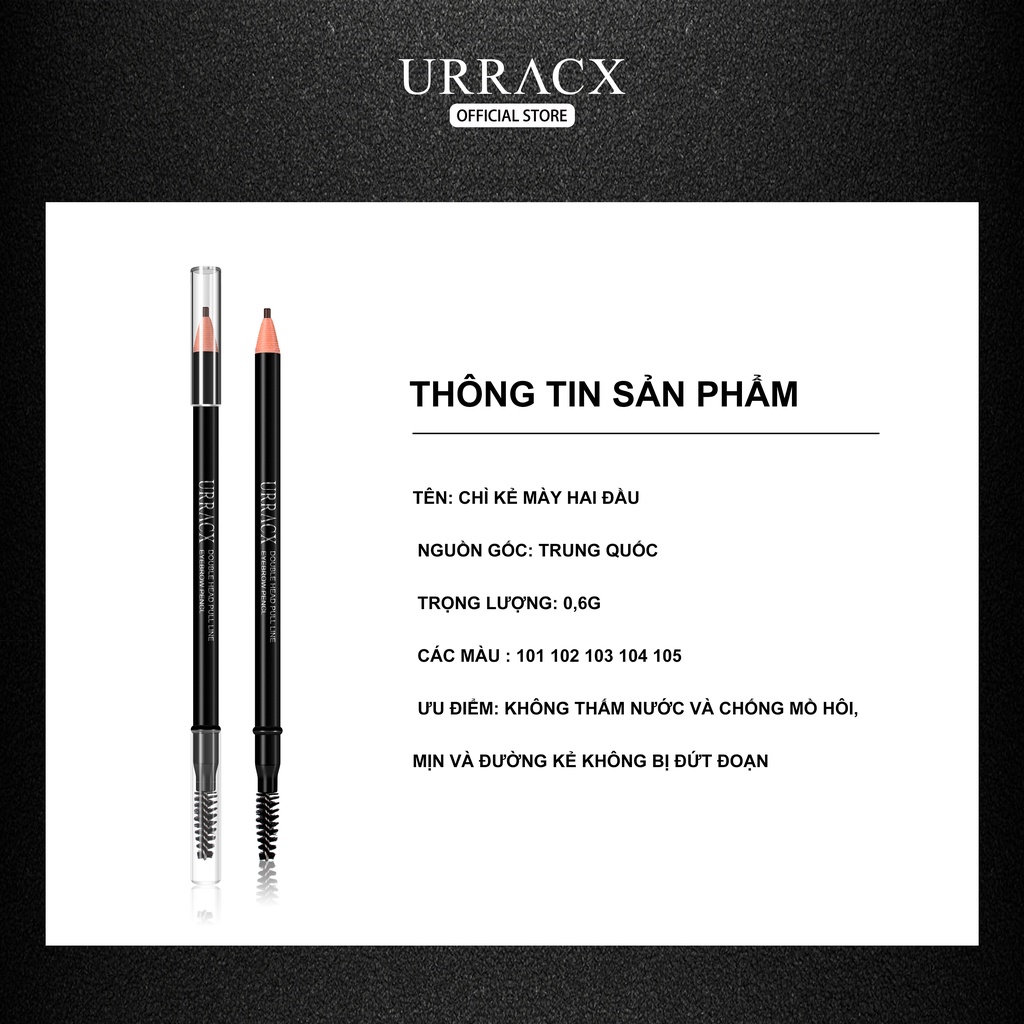 URRACX Chì xé kẻ mày cứng phẩy sợi Eyebrow Pencil xé chống thấm nước lâu trôi nhiều màu