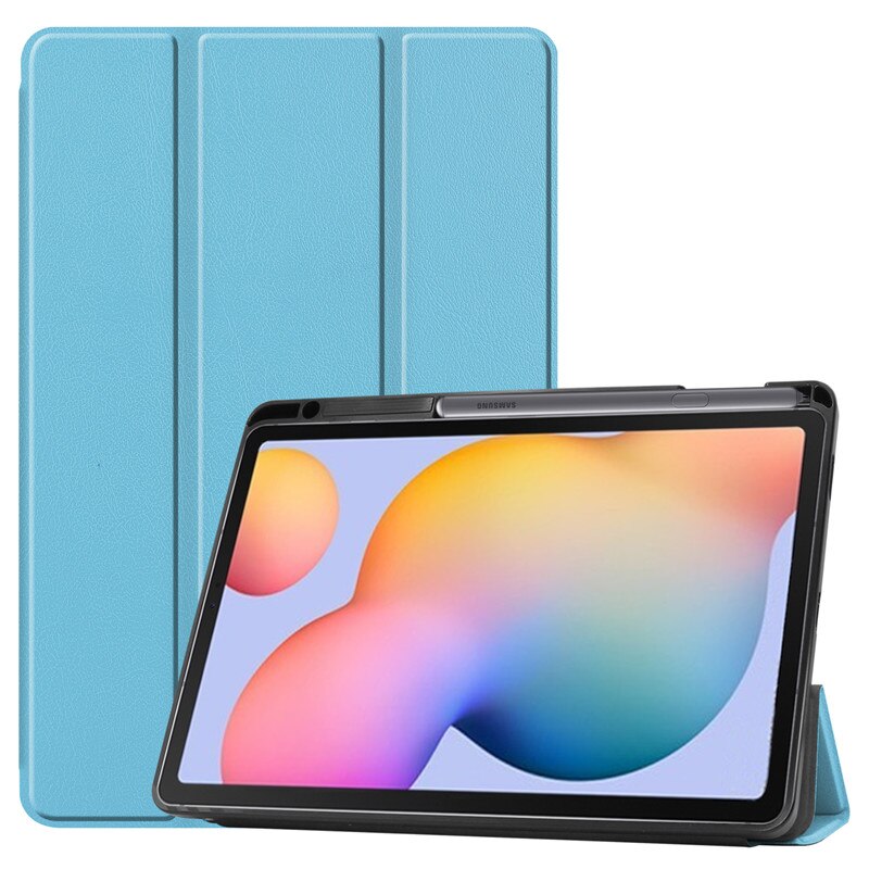 For Samsung Galaxy Tab S6 Lite 10.4 inch Case with Pencil Holder Tri-Fold Stand Cover Tablet Shell For Tab S6 Lite