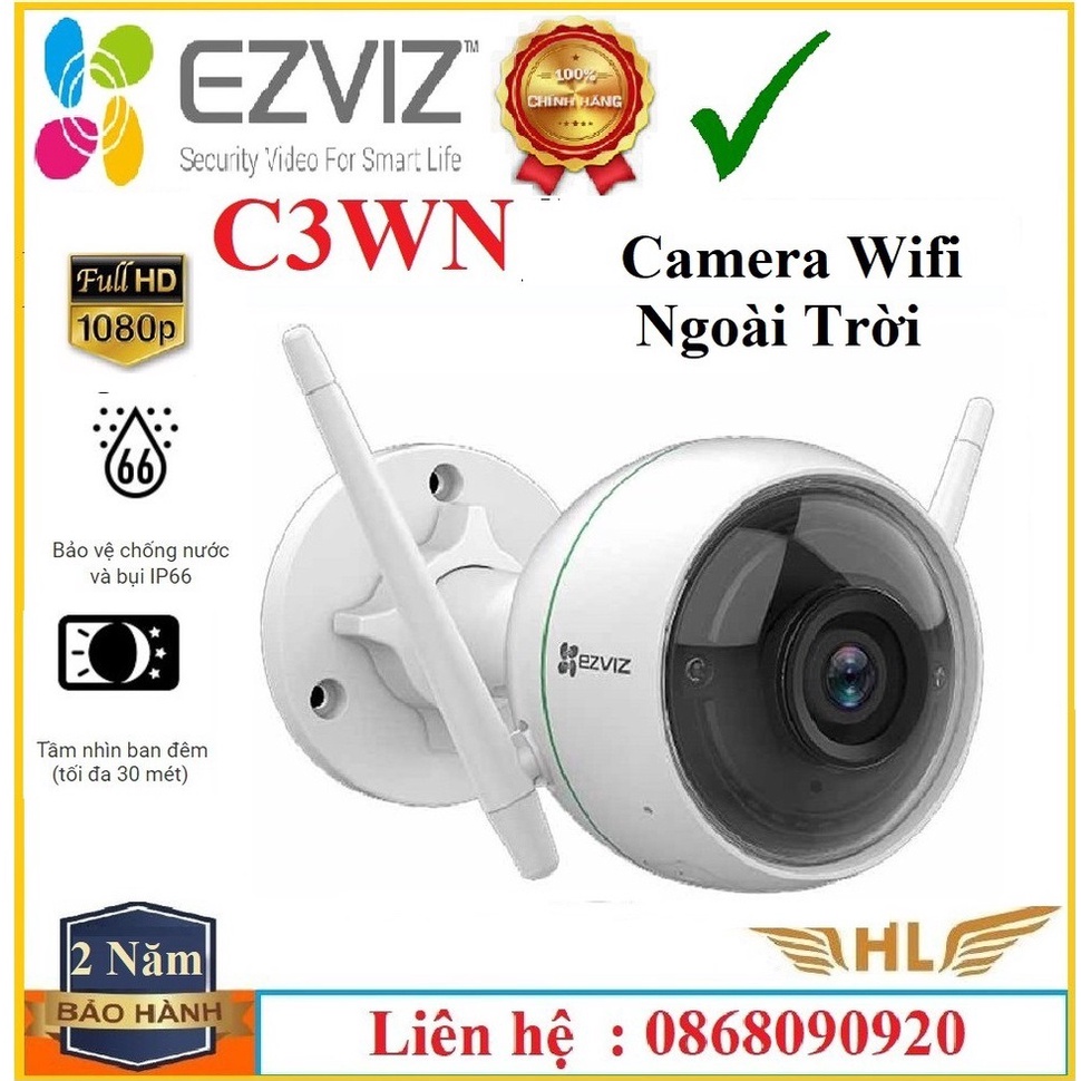 Camera IP Wifi Ezviz C4W Ngoài Trời Full HD 1080P Góc Rộng Đàm Thoại Hai Chiều  Báo động- Hàng Chính Hãng