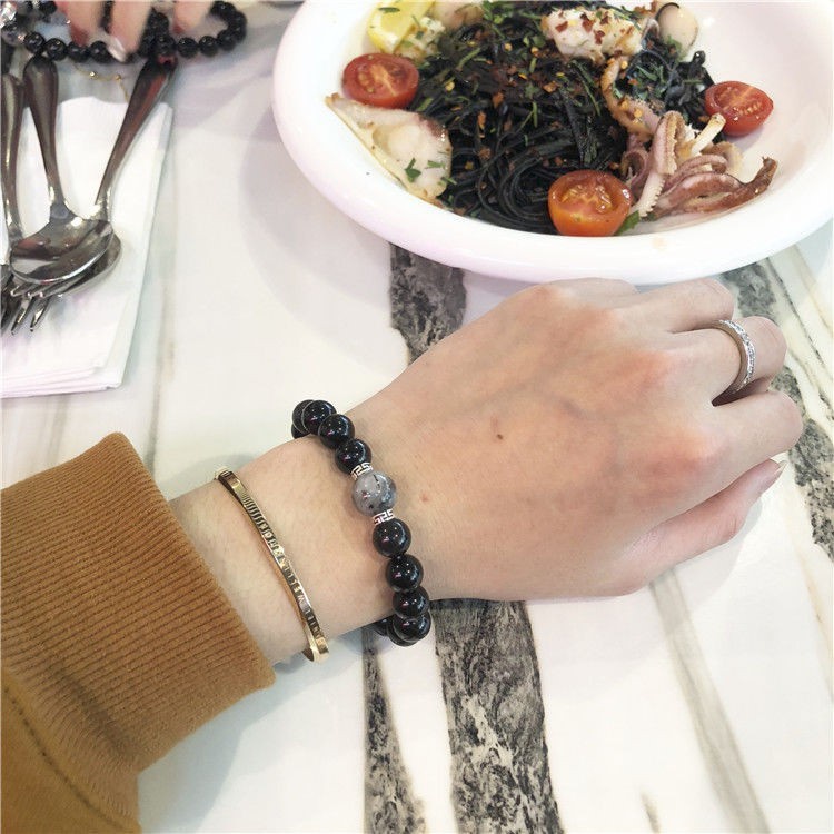 Set 2 Vòng Tay Chuỗi Hạt Từ Tính Màu Đen Dành Cho Cặp Đôi