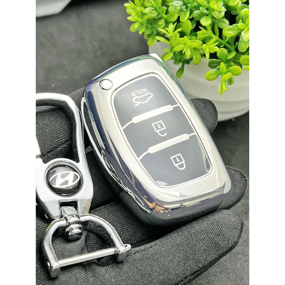 Bọc chìa khoá Mạ Inox xe ô tô Hyundai i10, Tucson, Elantra. chìa thông minh Smart Key