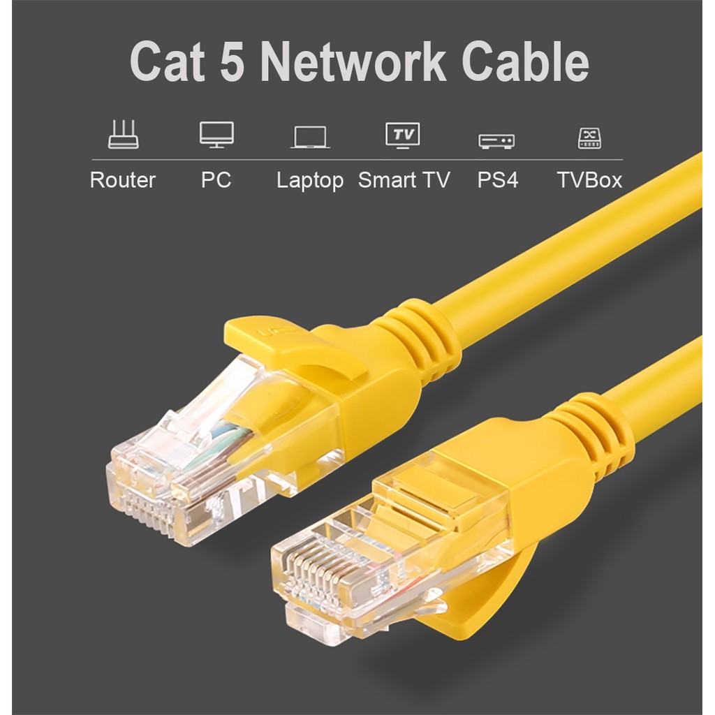 Cáp mạng Cat5e 2 đầu đúc sẵn Cao Cấp Ugreen Màu Vàng 11230 11231 11232 11233 30642