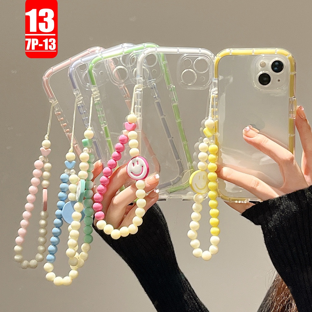 Ốp Điện Thoại Mềm Trong Suốt Màu Dạ Quang Có Dây Đeo Tay Cho iphone 13-7P 11pro 13 12 11 pro Max X XS Max XR 7 8 PLUS 13-7P