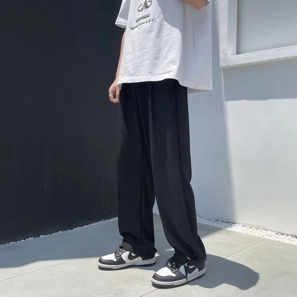 Quần Kaki Ống Rộng Lưng Thun Thoải Mái Phong Cách Hip Hop Đường Phố Hàn Quốc Cỡ M-2XL Cho Nam