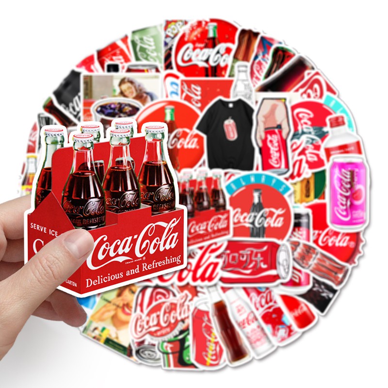 Bộ 50 miếng dán chống thấm nước hình nước ngọt Coca Cola độc đáo sáng tạo