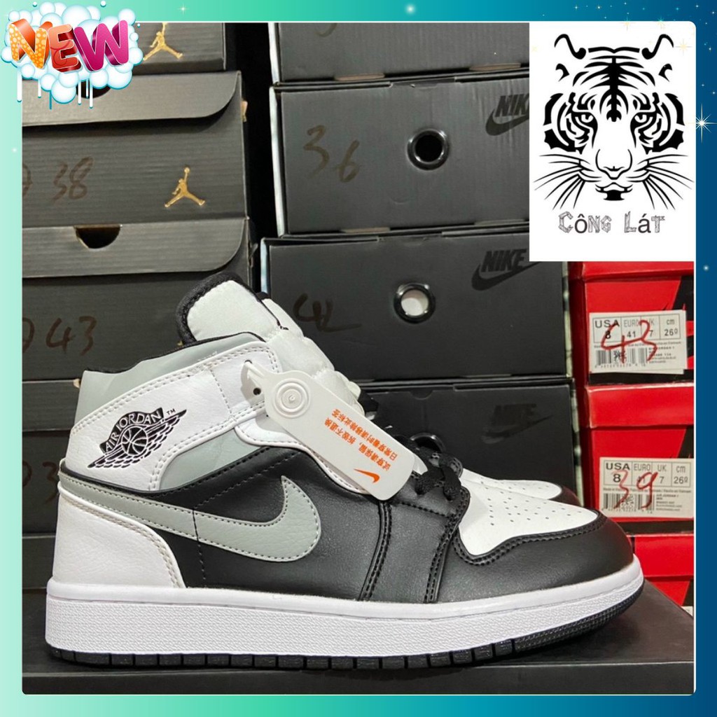 🔥GIÀY Thể Thao Jordan1 Cổ Cao Xám Đen Cao Cấp
