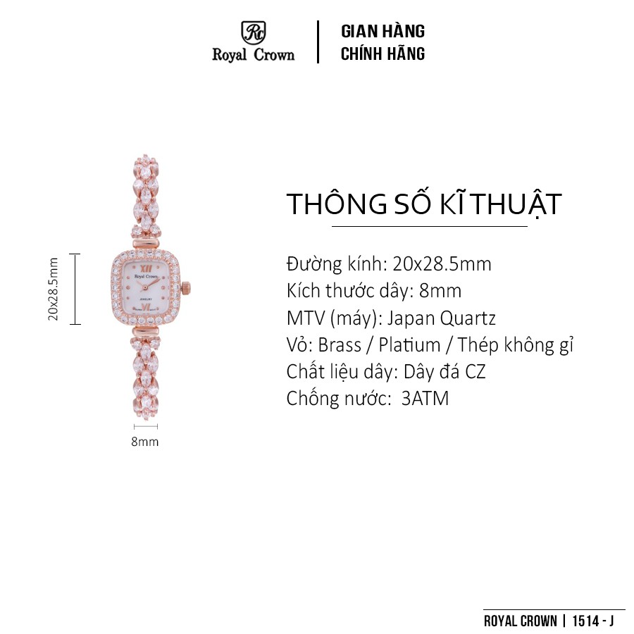 Đồng hồ nữ chính hãng Royal Crown 1514 dây đá