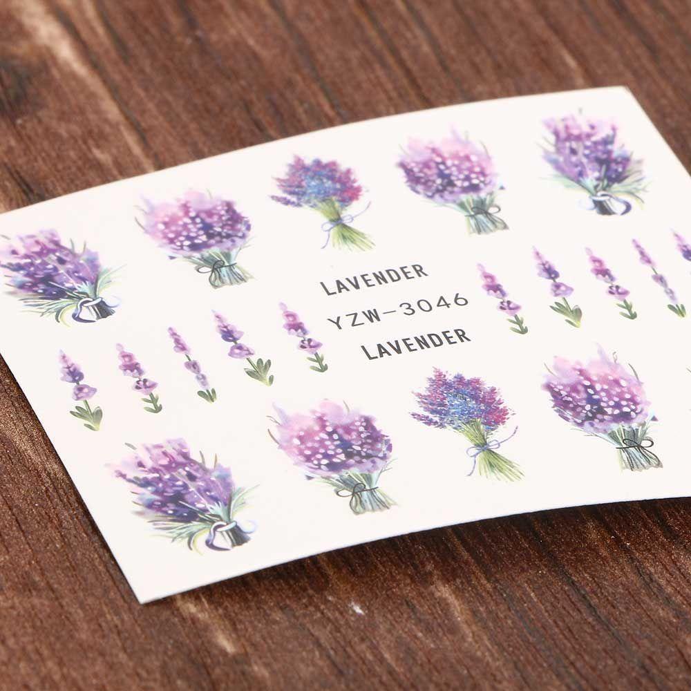 1 Tờ Miếng Dán Trang Trí Móng Tay Hình Hoa Oải Hương 3D Siêu Mỏng