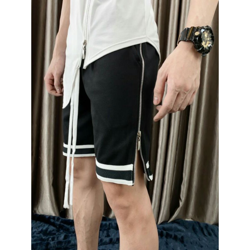 Quần short thun nam có dây kéo