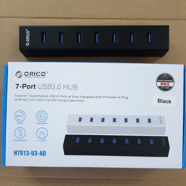 [Mã 267ELSALE hoàn 7% đơn 300K] Bộ chia USB 3.0 7 cổng Orico H7013-u3