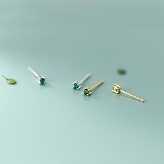 Bông tai nụ vuông bạc 925 đá xanh lá 2,5mm ✨✨ kèm hộp trang sức