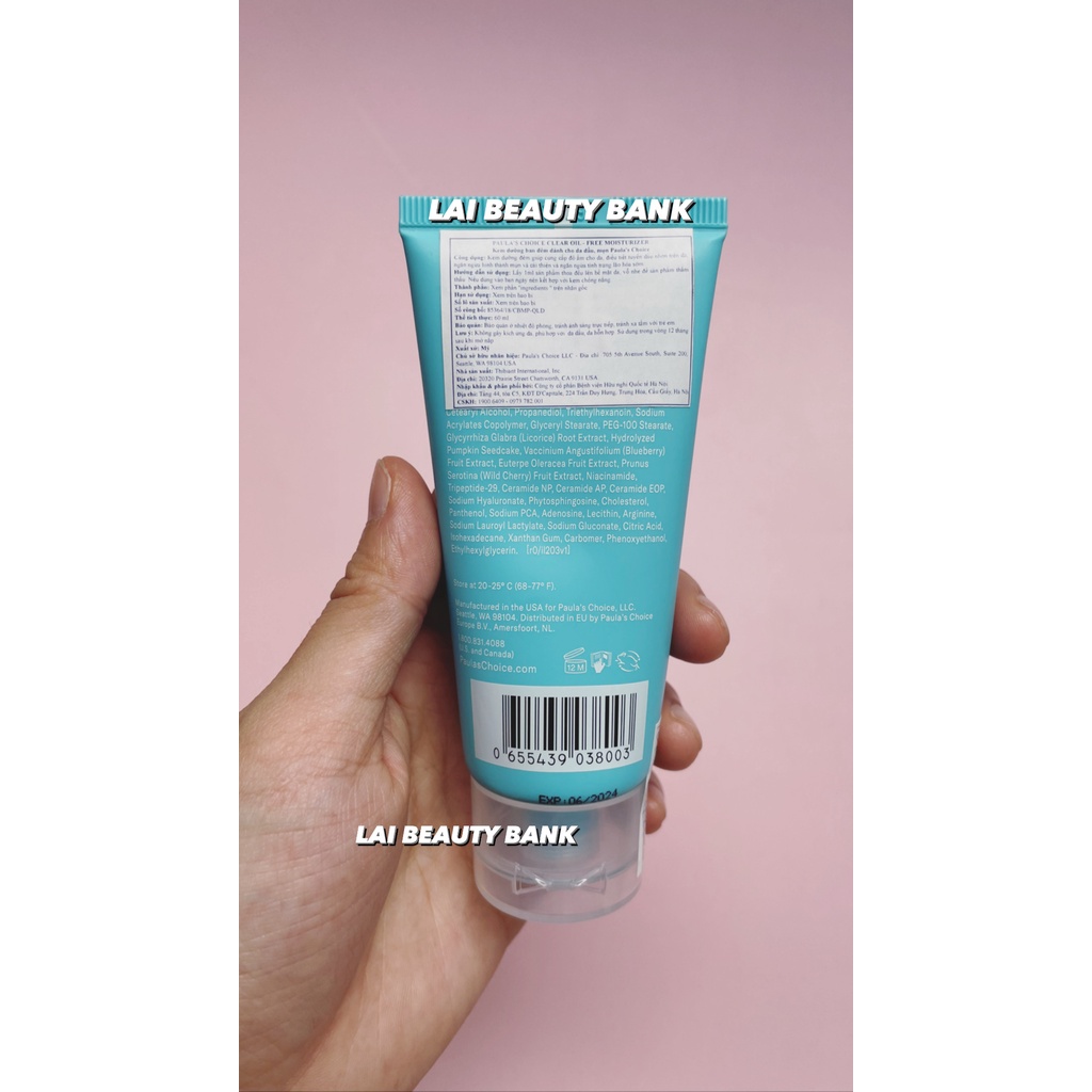 Dưỡng ẩm Paula's Choice CLEAR Oil-Free Moisturizer không chứa dầu dành cho da mụn 15ml, 60ml - LAI BEAUTY BANK | BigBuy360 - bigbuy360.vn