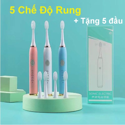( Full Hộp ) Bàn Chải Điện - Bàn Chải Đánh Răng Tự Động Tặng 4 Đầu Bàn + Cáp Sạc-BC02