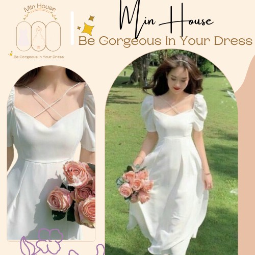 Váy trắng dự tiệc siêu xinh✅HÀNG CHUẨN LOẠI 1✅đầm mặc đi đám cưới,dạo phố,du lịch chuẩn stle hàn quốc-min.house86