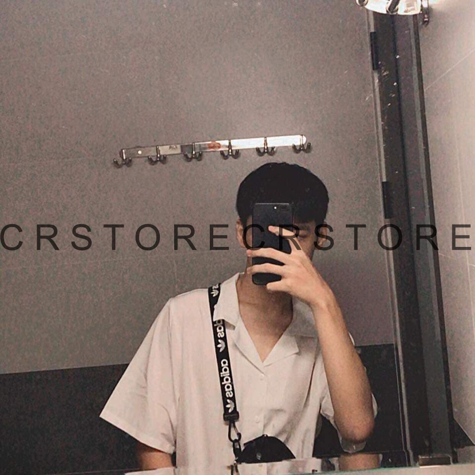 Áo Sơ Mi Tay Lỡ Cổ Vest CR MEN trắng đen unisex nam nữ trơn vải lụa mềm | BigBuy360 - bigbuy360.vn