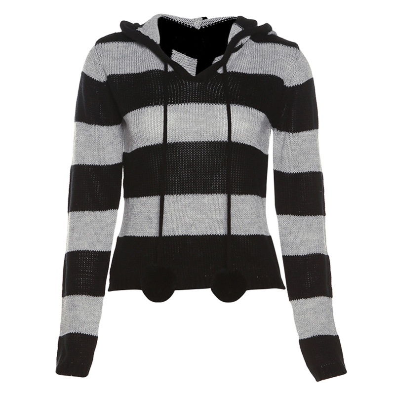 Áo Hoodie Dệt Kim Tay Dài Dáng Rộng Cổ Chữ V Thời Trang Mùa Thu Cho Nữ