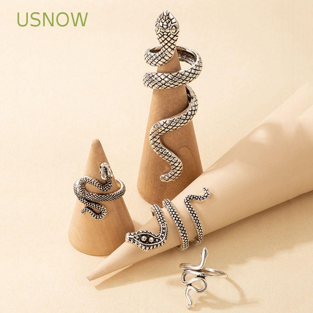 Bộ 4 Nhẫn Hợp Kim Hình Rắn Phong Cách Hàn Quốc Thời Trang Cho Cặp Đôi