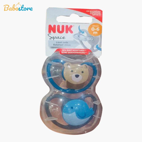 Bộ 2 ti giả Silicone Nuk Space S1/S2/S3 (màu ngẫu nhiên)