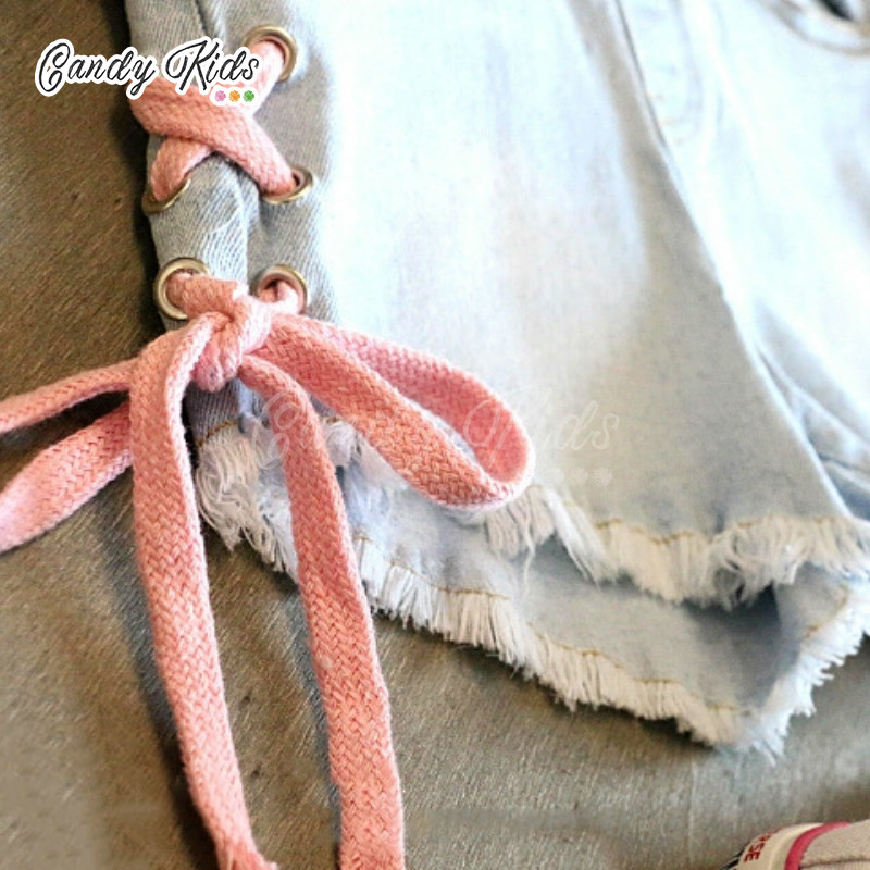 Quần Short Jeans Dễ Thương Cho Bé Gái (3-14 Tuổi)