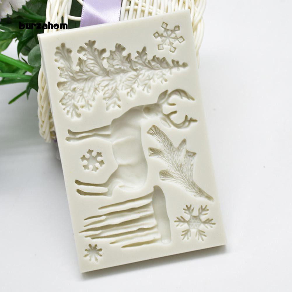 Khuôn silicone kiểu dáng giáng sinh độc đáo dùng để làm bánh tiện lợi 11.8cm x 7.5cm x 1.1cm