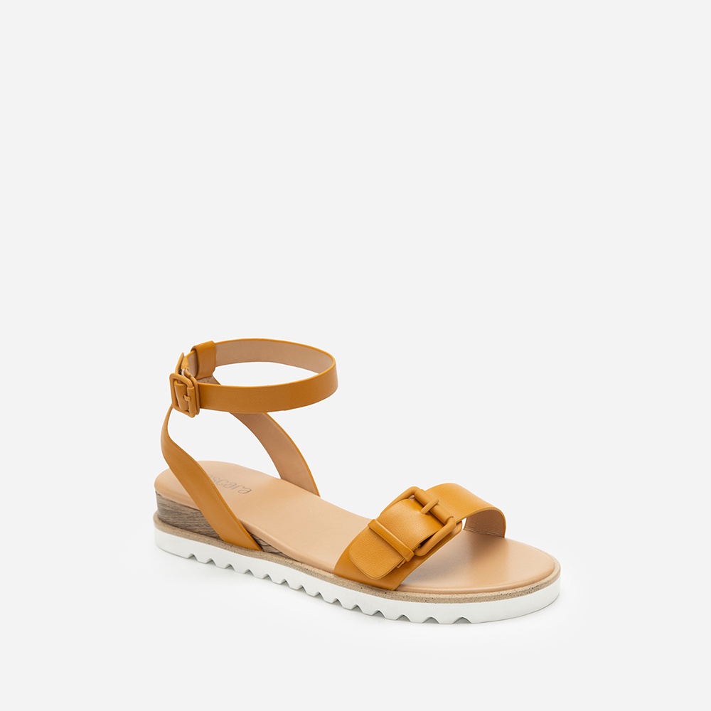 Vascara Giày Sandal Đế Xuồng Quai Phối Belt SDX 0423 Màu Vàng Đậm