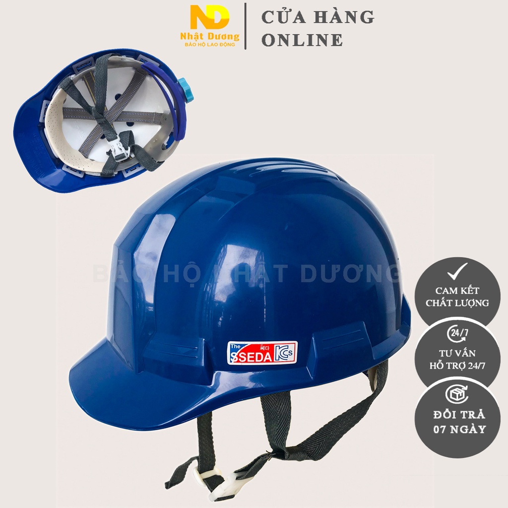 Mũ bảo hộ lao động khóa vặn màu xanh dương HPS4 có lót xốp, Nón bảo hộ lao động Nhật Dương
