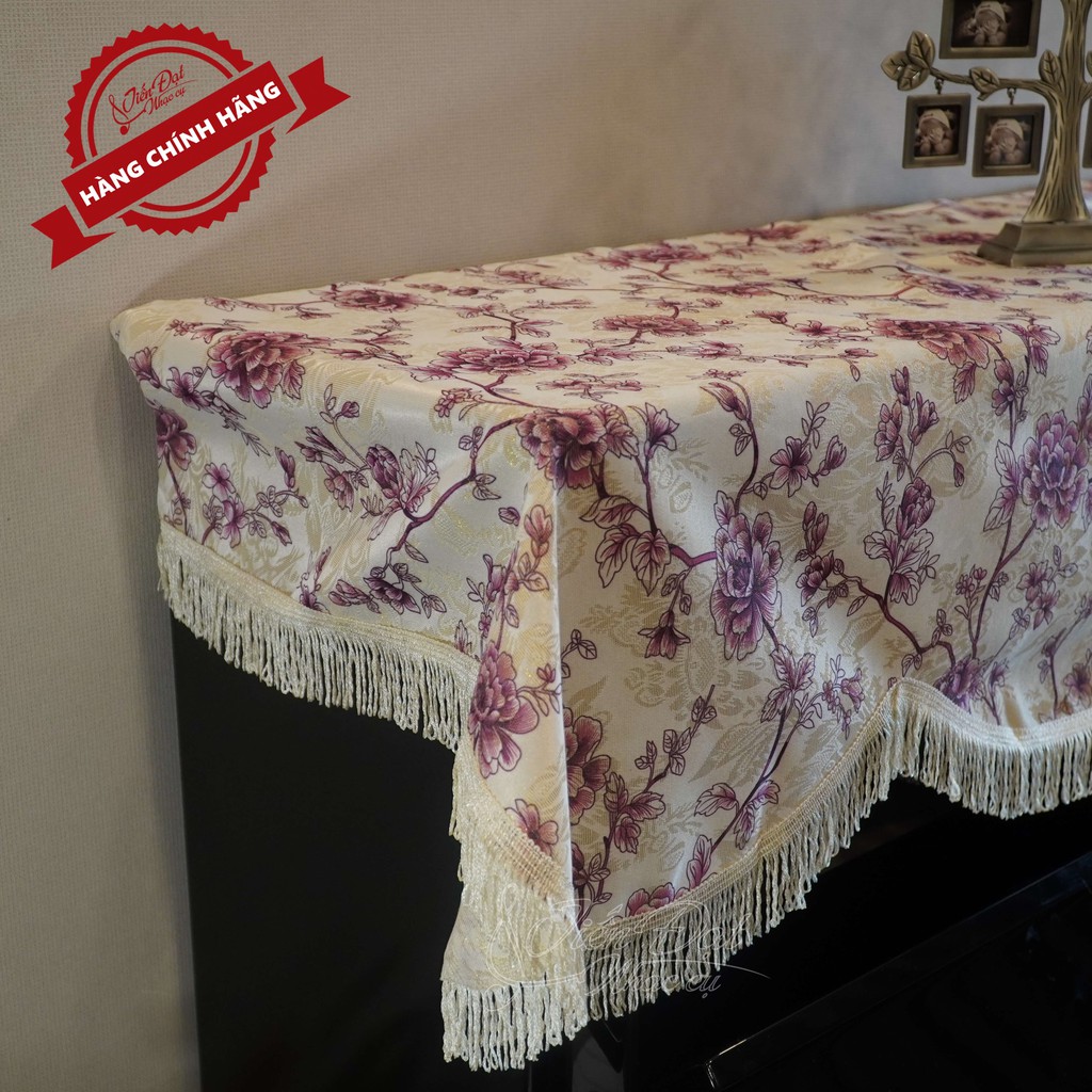 Khăn Phủ Đàn Piano Vải Thô Cao Cấp Thêu Hoa Anh Đào Thanh Lịch, Sang Trọng KU-17