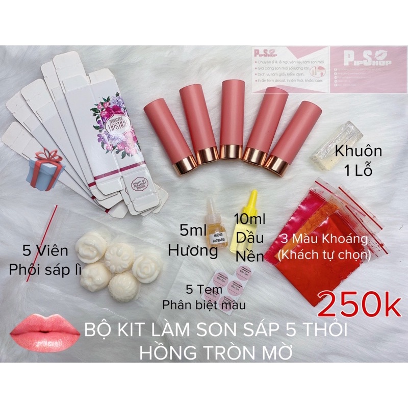 BỘ KIT LÀM SON SÁP 5 THỎI HANDMADE.