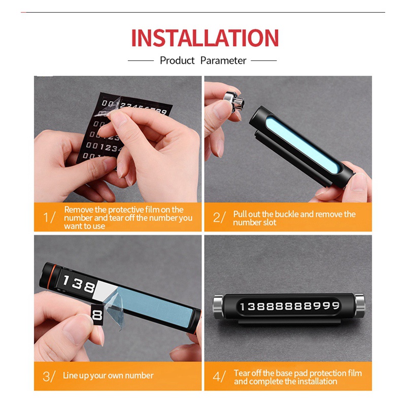 Thẻ Ghi Số Điện Thoại Đỗ Xe Tạm Thời Bằng ABS Có Đèn Led