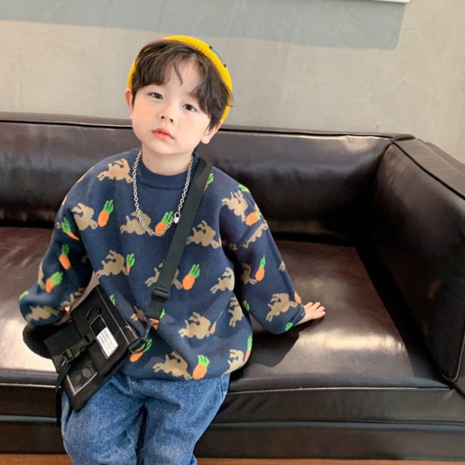 AB298 -Áo len cho bé hình thỏ sz 90-150, áo bé trai thời trang thu đông hàn quốc