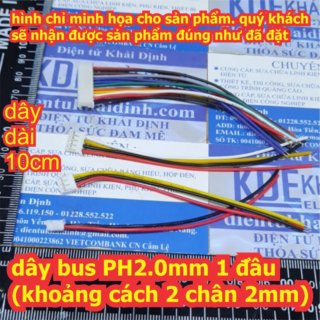 dây bus PH2.0mm (khoảng cách 2 chân 2mm), bấm 1 đầu dây nhiều màu, dài 10cm, các loại 2P ~ 12P kde6452