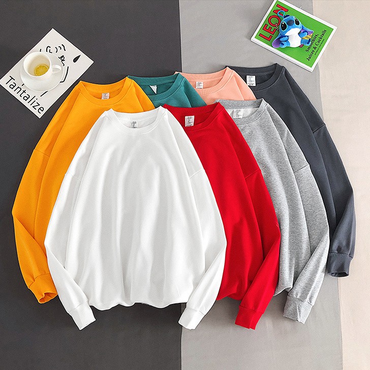 Áo Hoodie Tay Dài Cổ Tròn Dáng Rộng Màu Sắc Đơn Giản Thời Trang Theo Phong Cách Hồng Kông Cho Nam | BigBuy360 - bigbuy360.vn