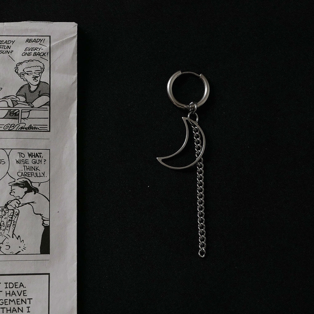 Khuyên tai chuỗi xích mặt trăng phong cách Hong Kong 22320 cho nam nữ