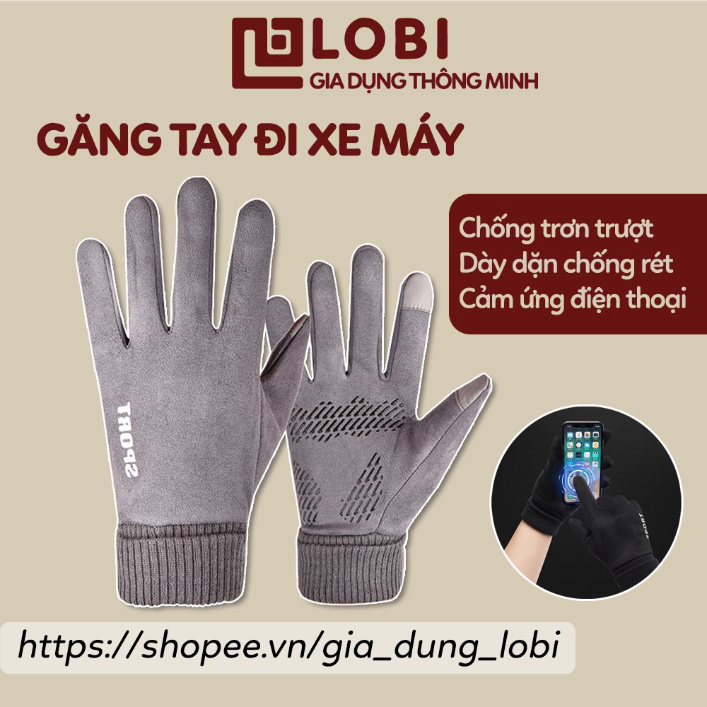 Găng tay xe máy mùa đông giữ ấm chống rét Găng tay phượt nam nữ cổ tay ôm sát cổ tay bằng vải