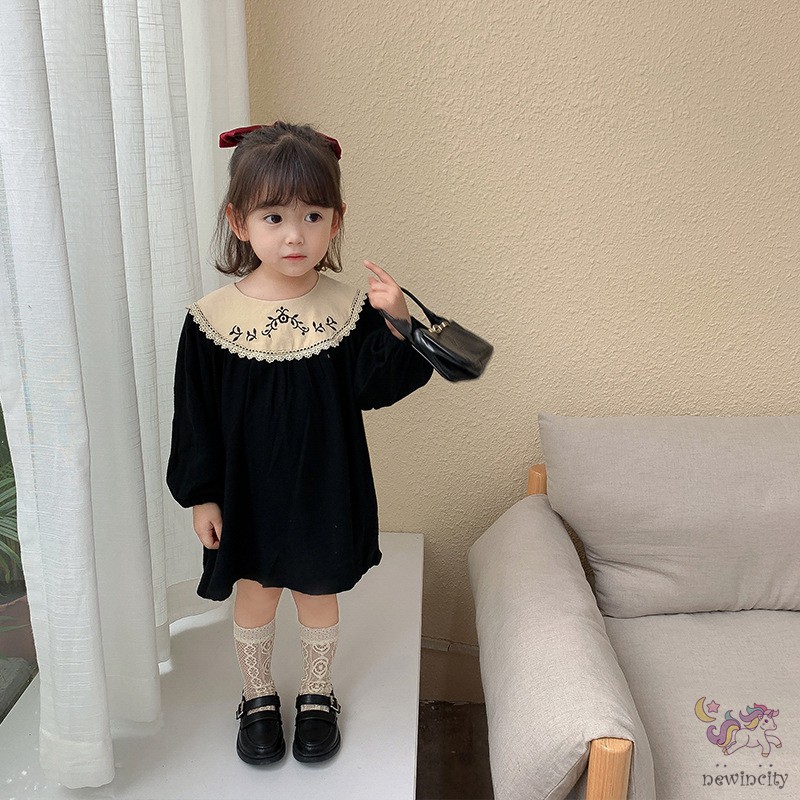 Đầm Công Chúa Thêu Hoa Phong Cách Hàn Quốc Xinh Xắn Cho Bé Gái